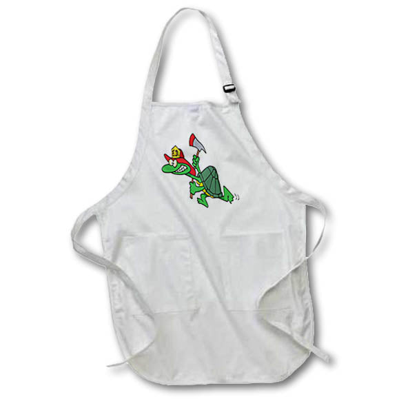 3dRose Dooni Designs Random Toons - Funny Fireman Firefighter Turtle Cartoon - Aprons (apr_104057)