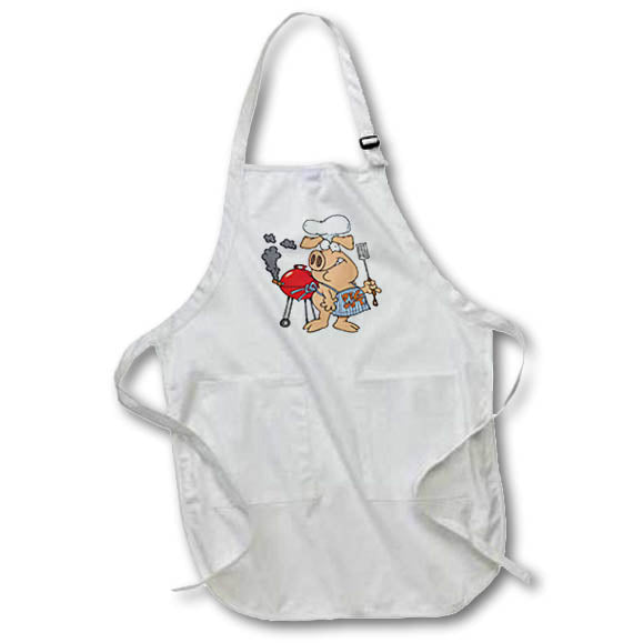 3dRose Dooni Designs Random Toons - Funny Pig out Bbq Barbecue Piggy Pig - Aprons (apr_104097)