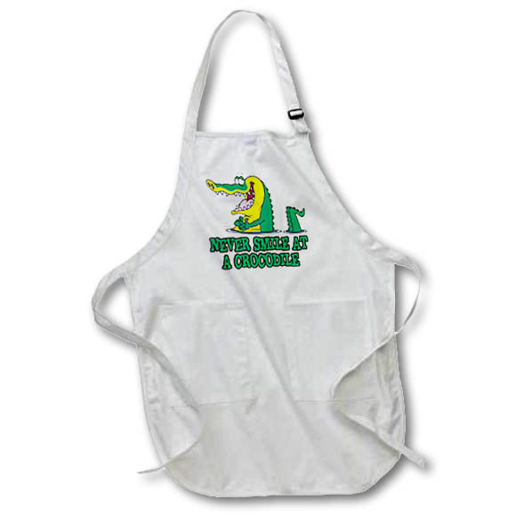 3dRose Dooni Designs Random Toons - Never Smile at a Crocodile - Aprons (apr_104264)
