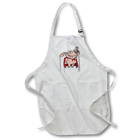 3dRose Dooni Designs Random Toons - Silly Superhero Super Pig Cartoon - Aprons (apr_104388)