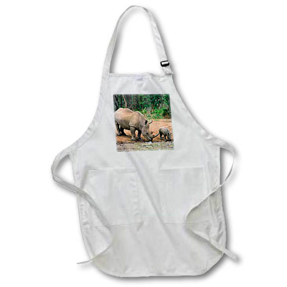 3dRose Wild animals - Black Rhino, Rhinoceros - Aprons (apr_1053)