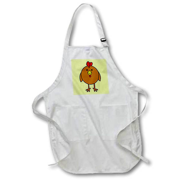 Apron - Cute Brown Chicken with Green Background Designs Farm Animals