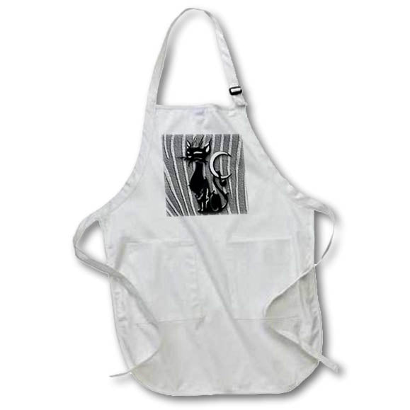 3dRose Spiritual Awakenings Animals Cats - Our Sassy Cat Bathing in The Moonlight Proud as can be. - Aprons (apr_108134)
