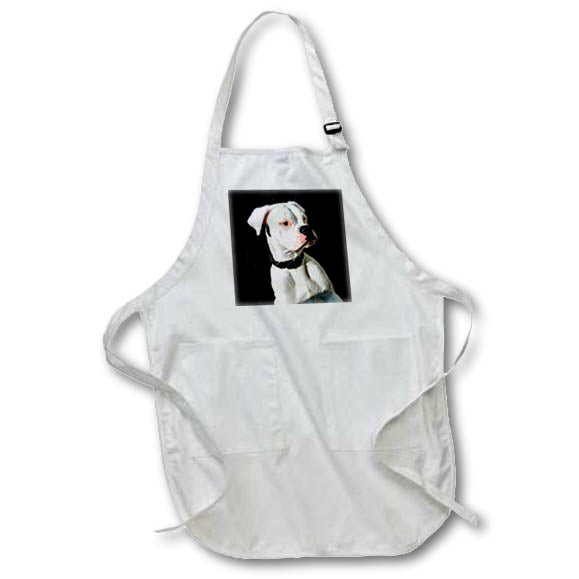 3dRose Dogs Boxer - White Boxer Uncropped Ears - Aprons