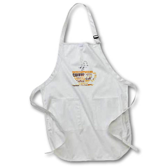3dRose Anne Marie Baugh Coffee - Coffee Words That Create A Coffee Cup In Brown - Aprons (apr_111350)