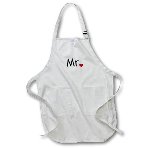 3dRose InspirationzStore His and Hers Gifts - Mr with red Love Heart - Aprons (apr_112857)