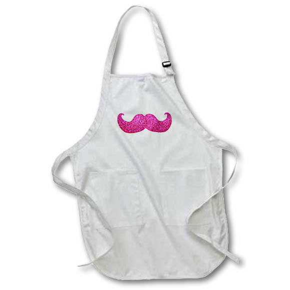 3dRose InspirationzStore Mustache Collection - Hot Pink Bling mustache - faux glitter - fun girly - Aprons (apr_112879)