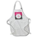 3dRose BEV Newcomer Monogram Designs - Elegant Pink with Black and White Polka Dot Monogram Letter S - Aprons (apr_113858)