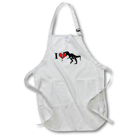 3dRose NewSignCreation Humor Designs - Dinosaur Eats Heart - Aprons (apr_12046)