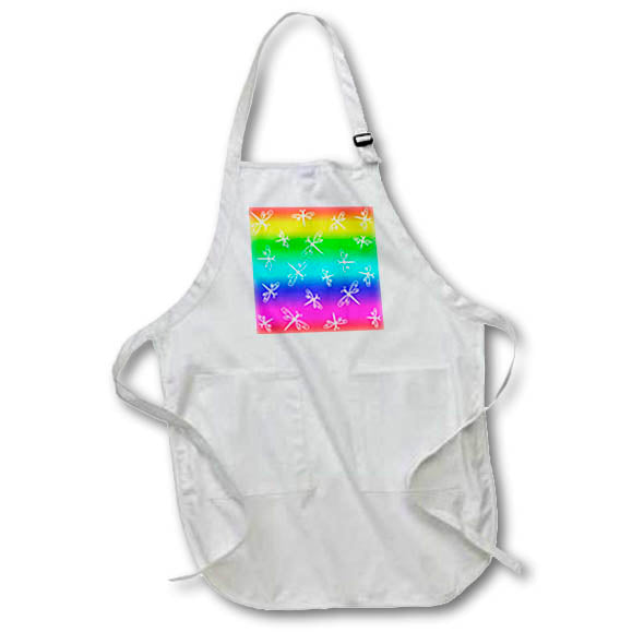 3dRose Janna Salak Designs Prints and Patterns - Dancing Dragonflies on Rainbow - Aprons (apr_12140)