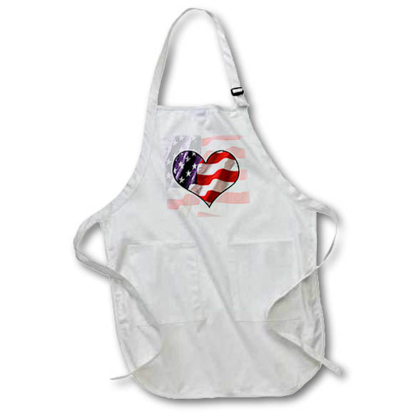 Apron - American Flag Heart Designs Patriotic