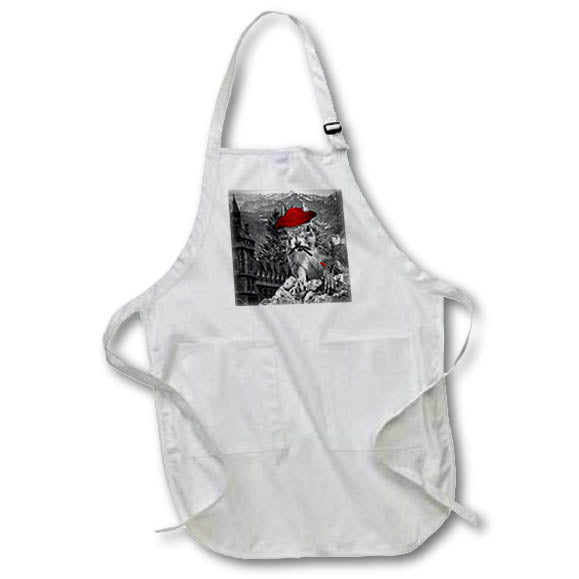3dRose Doreen Erhardt Wildlife - French Painter Squirrel zany digital composition - Aprons (apr_150167)
