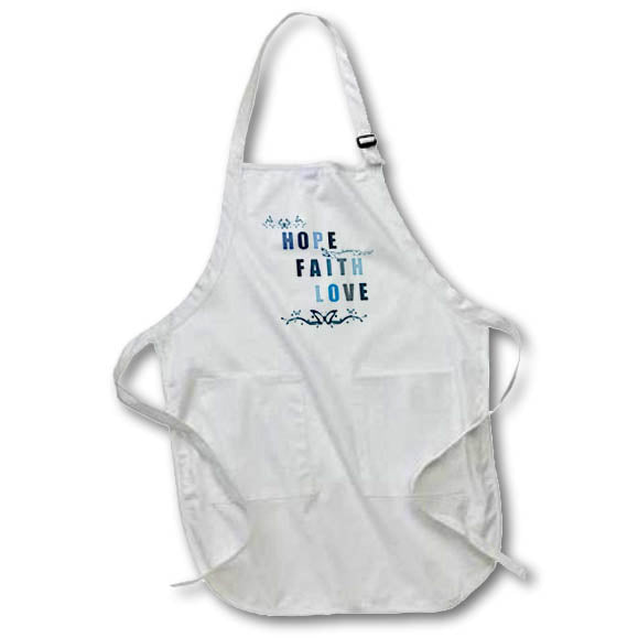 3dRose PS Inspirations - Hope, Faith and Love Blue Butterflies Inspirational Art - Aprons (apr_151981)