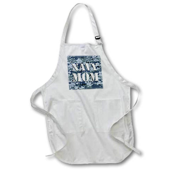 3dRose Janna Salak Designs Patriotic - Navy Mom Blue Camouflage - Aprons (apr_15407)