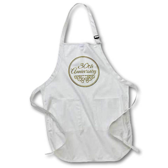 3dRose InspirationzStore Occasions - 30th - gold text for celebrating wedding - Aprons (apr_154472)
