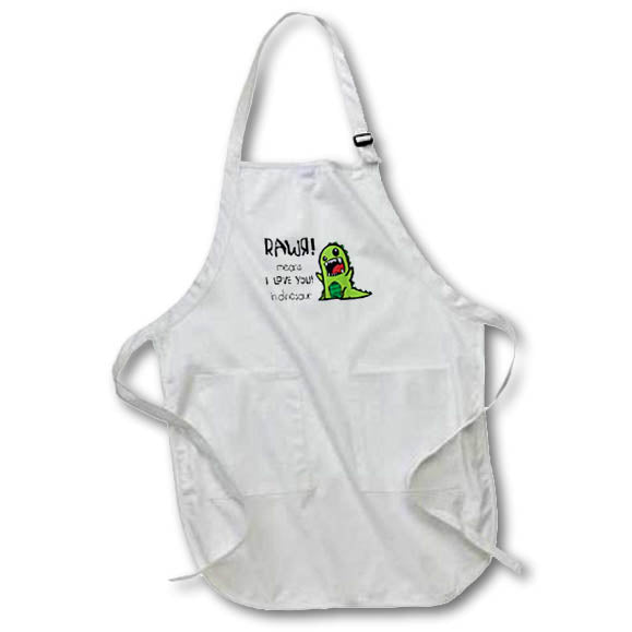 3dRose EvaDane - Funny Quotes - Rawr Means I Love You in Dinosaur - Aprons (apr_157446)