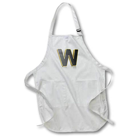 Apron - Monogram letter W in golden metal with perforated front in gray Illustrations