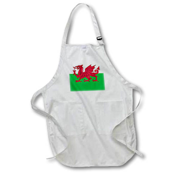 3dRose InspirationzStore Flags - Flag of Wales - Welsh red dragon on white and green - Y Ddraig Goch UK United Kingdom Great Britain - Aprons