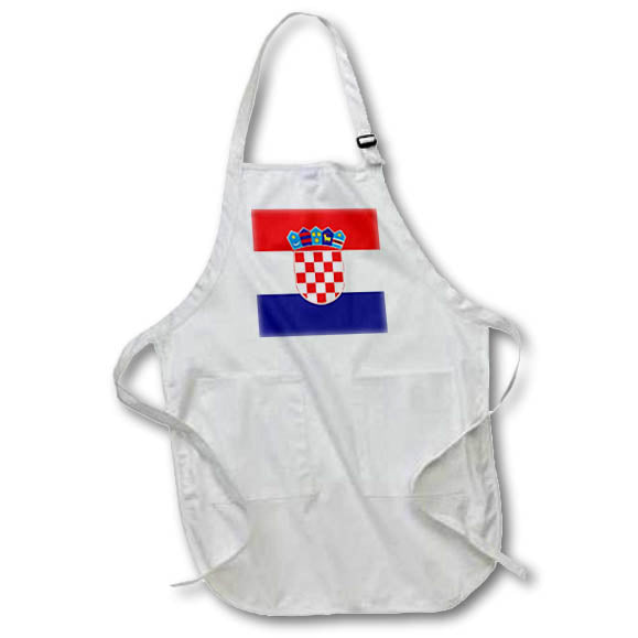 3dRose InspirationzStore Flags - Flag of Croatia - Croat red white blue stripes - Croatian coat of arms shield - Europe country world - Aprons (apr_158301)
