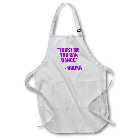 3dRose EvaDane - Funny Quotes - Trust me You can Dance Vodka, Purple - Aprons (apr_163888)