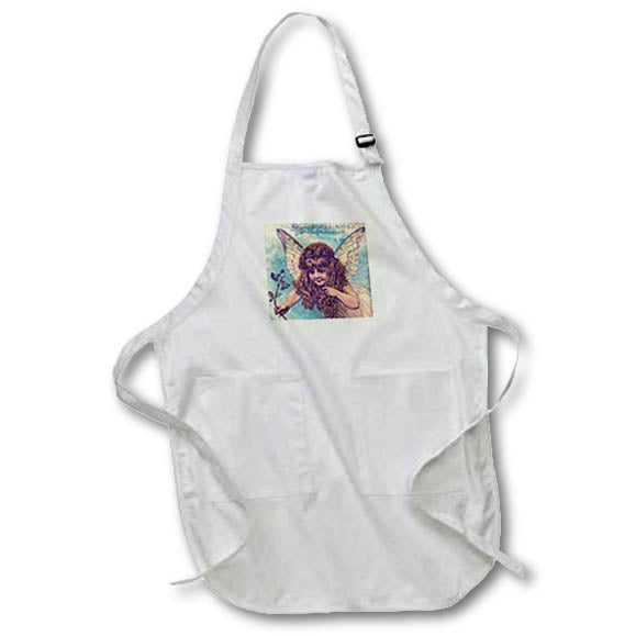 3dRose Cassie Peters Digital Art - Vintage Fairy Digital Art With Faux Cracking - Aprons (apr_164201)