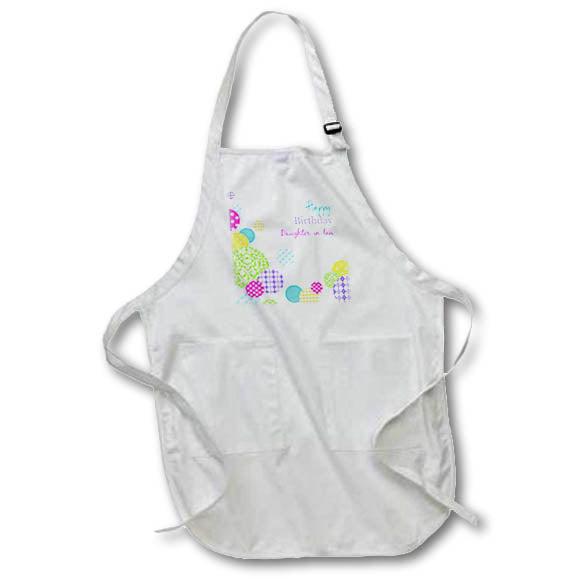3dRose Apron - Happy Birthday Daughter-in-Law with Colorful Dots Pattern [apr_165133]