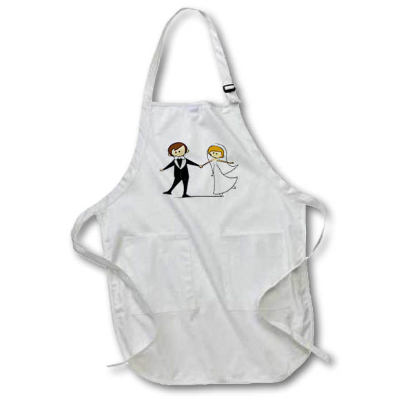3dRose TNMGraphics Weddings - Dancing Bride and Groom Cartoon - Aprons (apr_165464)