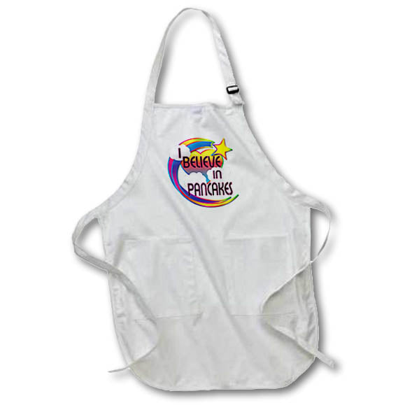 3dRose Dooni Designs - Believe in Dreamy Belief Designs - I Believe in Pancakes Cute Believer Design - Aprons (apr_166732)