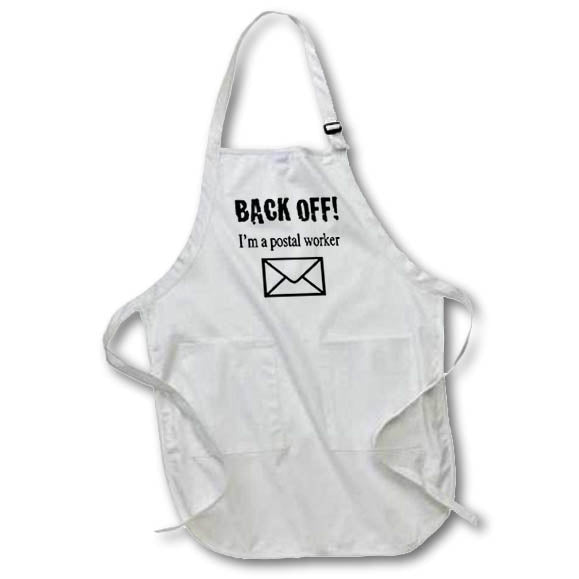 3dRose EvaDane - Funny Quotes - Back Off Im a Postal Worker - Aprons (apr_171999)