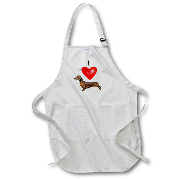 3dRose Sandy Mertens Dog Designs - I Love Dachshunds - Aprons (apr_17300)