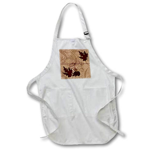 3dRose Doreen Erhardt Autumn Collection - Red Maple Leaves with Acorns and a Twine Bow - Aprons (apr_173232)