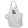 3dRose InspirationzStore Eat Sleep series - Eat Sleep Train - black text - training exercise gym - Aprons (apr_180451)