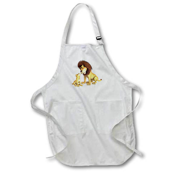 3dRose Boehm Graphics Cartoon - A cartoon lion father and son playing together - Aprons (apr_181008)