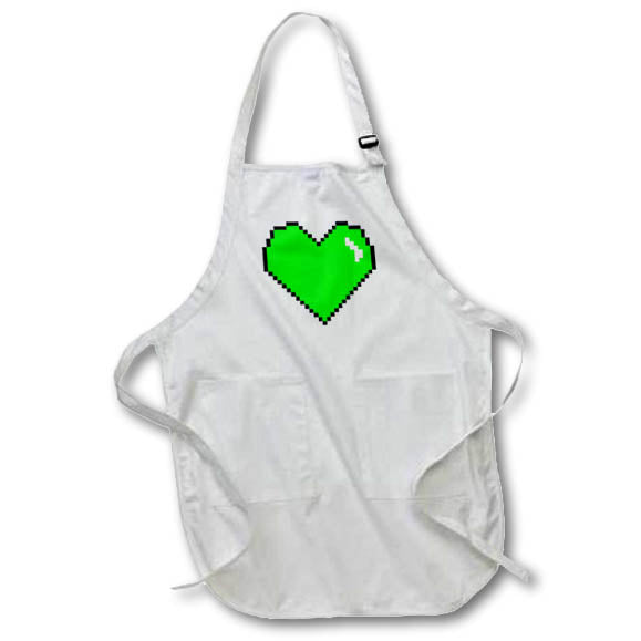 3dRose EvaDane - Images - Pixel Heart. Lime Green. - Aprons (apr_193468)