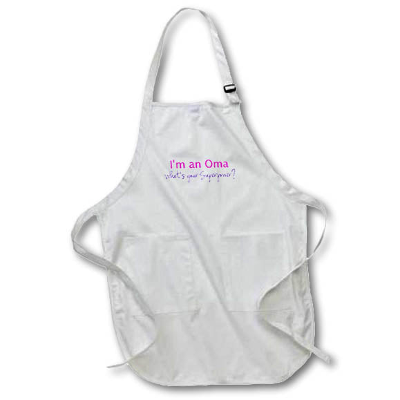 3dRose Apron - Oma with Superpower Hot Pink Typography Gift for Grandma - (apr_193754)