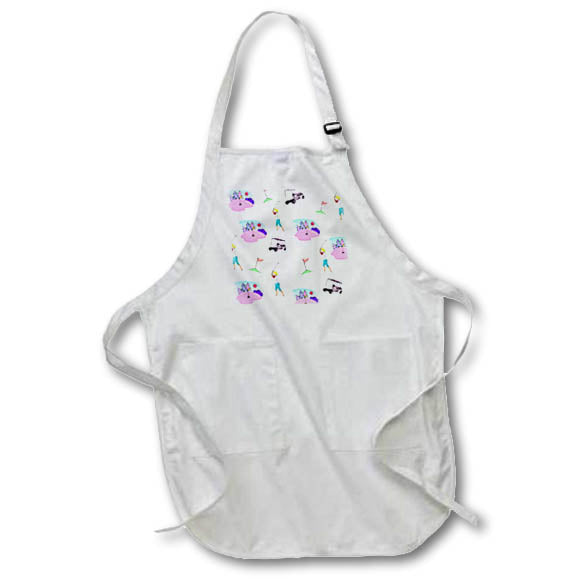 3dRose Florene - Décor III - Print of Cute Female Golf Repeat Toss - Aprons (apr_195438)