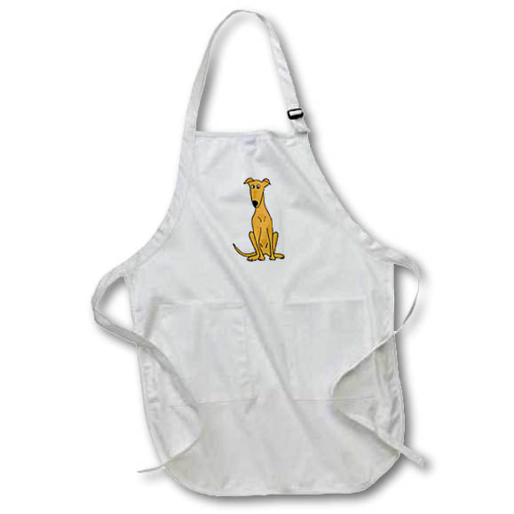 3dRose All Smiles Art Dogs - Cute Fawn Greyhound Dog Sitting - Aprons (apr_196078)