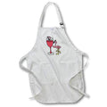 3dRose All Smiles Art Birds - Funny Pink Flamingo next to Red Wine Glass - Aprons (apr_196252)