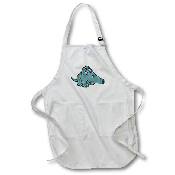 3dRose All Smiles Art Animals - Funny Cute Blue Aardvark Cartoon - Aprons (apr_200079)
