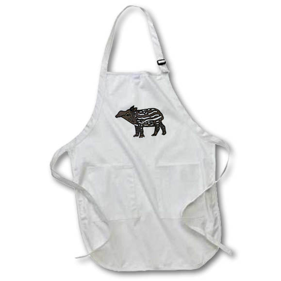 3dRose All Smiles Art Animals - Cute Black and White Tapir - Aprons (apr_200083)