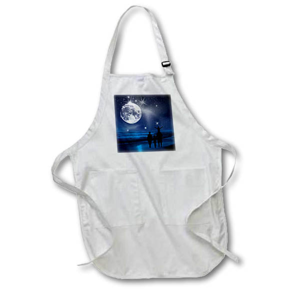3dRose Doreen Erhardt Asian Collection - Chinese Moon Festival Family Celebration on The Beach - Aprons (apr_202962)