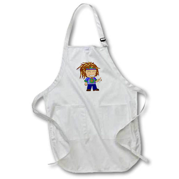 Apron - Print of Cute Cartoon Hippie The Sixties