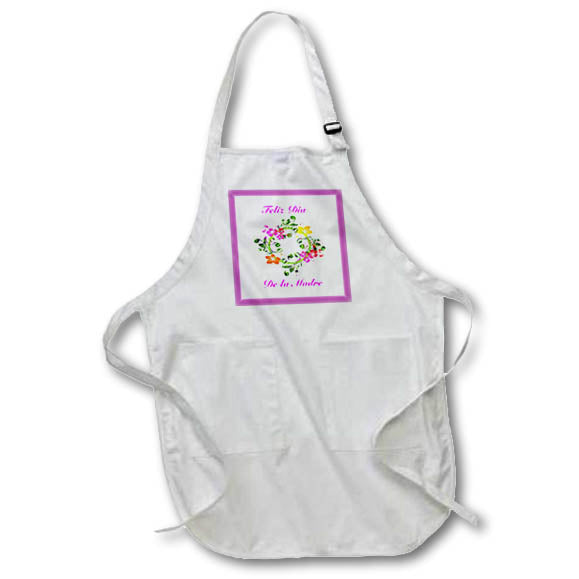 3dRose Florene - Holiday - Print of Spanish Mothers Day Greeting With Flowers - Aprons (apr_204352)