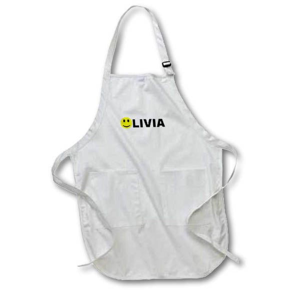 3dRose Florene - Names II - Print of Olivia with Smiley Face for O - Aprons (apr_204836)