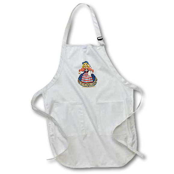 3dRose Florene - Retro - Print of Cute Swedish Retro Doll - Aprons (apr_204939)