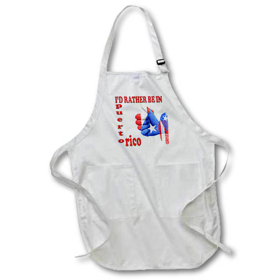 3dRose RinaPiro - Funny Quotes - Id Rather be in Puerto Rico. Caribbean Island. Popular Saying - Aprons (apr_216432)