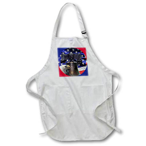 3dRose Sandy Mertens Patriotic - Bald Eagle Liberty Bell and Flag - Aprons (apr_21651)