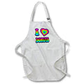 3dRose Dooni Designs - Groovy I Heart Love Designs - Groovy Hippie Rainbow I Heart Love Donuts - Aprons (apr_217408)