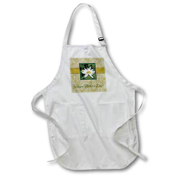 Apron - Shasta Daisy, Beautiful Soft Green and Tan Frame, Happy Mothers Day Mothers Day Design