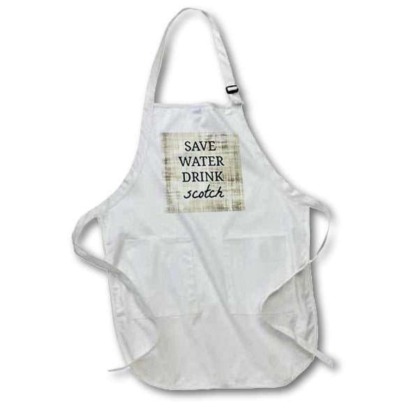 3dRose BrooklynMeme Funny Saying - Save Water Drink Scotch - Aprons (apr_224248)